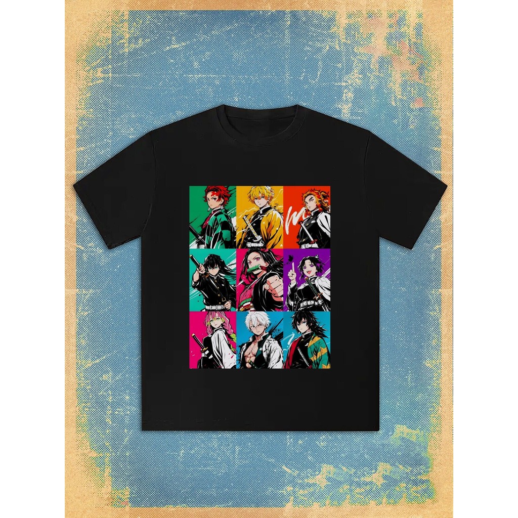 Camiseta Estampada De Personagem De Anime Demon Slayer Unissex, Camiseta Casual De Verão Em Algodão Puro