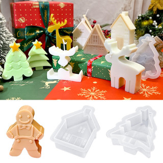 Conjunto De Moldes De Velas De Natal De 1 Unidade , Árvore 3D , Casa , Silicone Em Formato De Homem-Biscoito Para Aromat