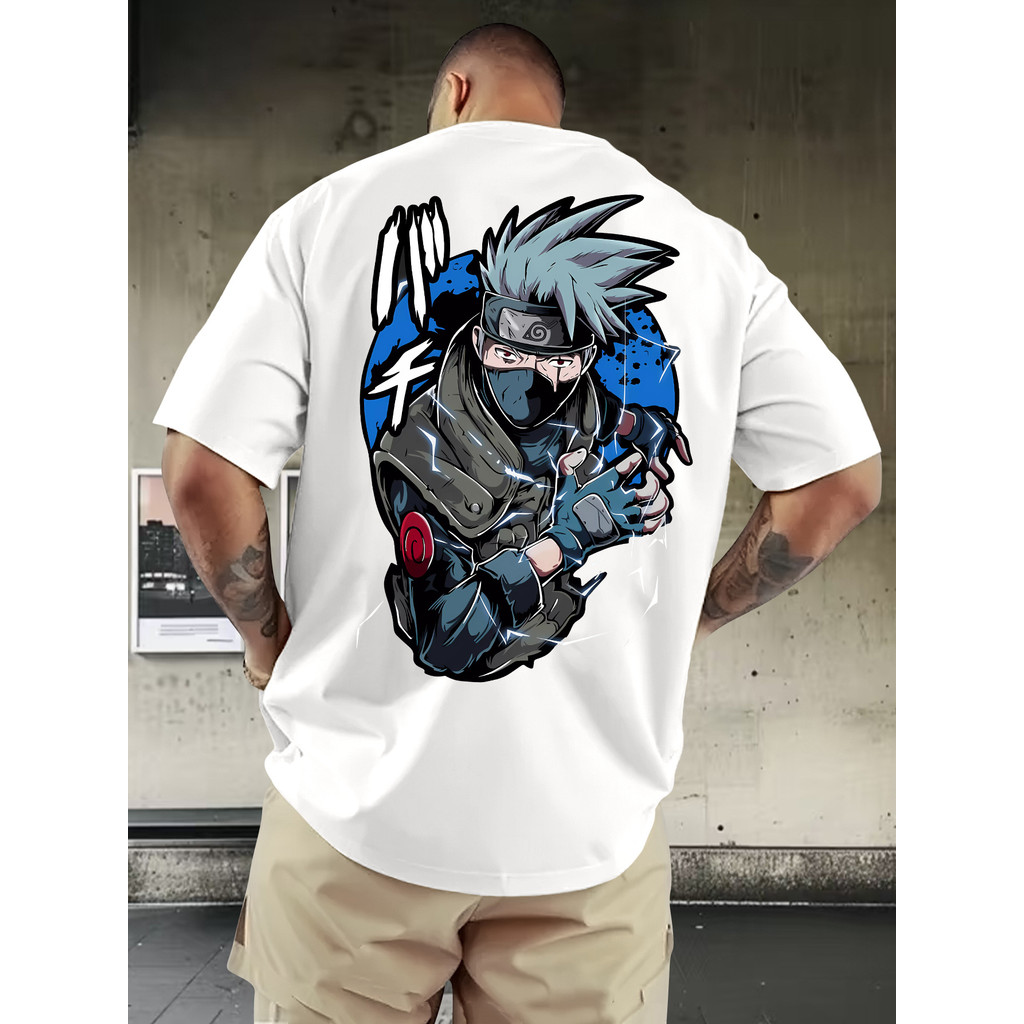 Camiseta Esportiva Casual Confortável De Verão Masculina Com Estampa Gráfica De Anime