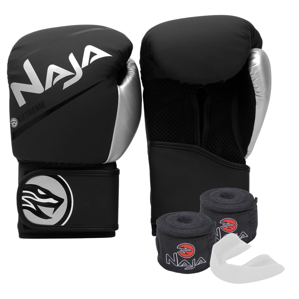 Kit luva Boxe Muay Thai Naja Extreme + Bandagem + Protetor Bucal em Oferta na Shopee