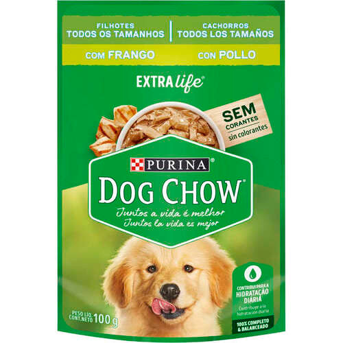 Ração Úmida Purina Dog Chow para Cães Filhotes sabor Frango - 100g