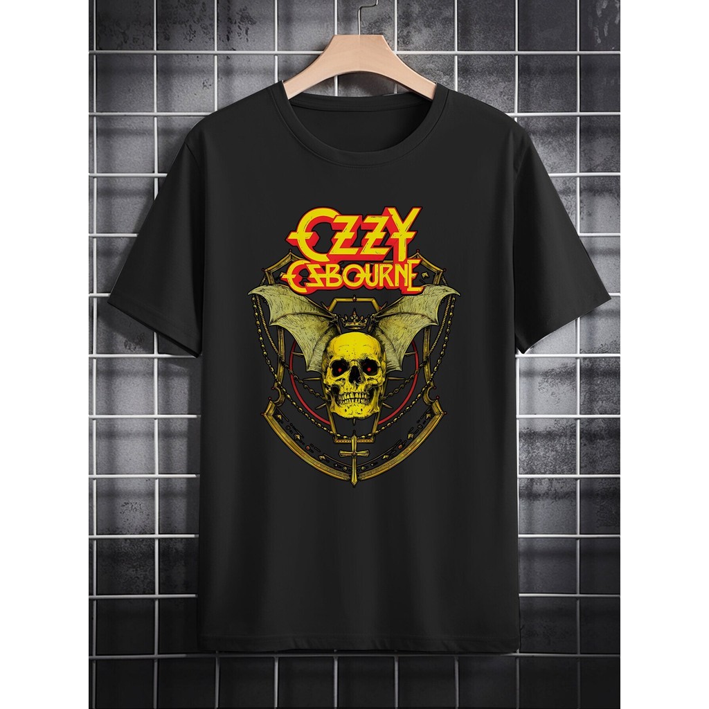 Bonito Camiseta Casual Masculina Estampada Com Caveira E Asas, Blusa De Algodão Confortável E Versátil