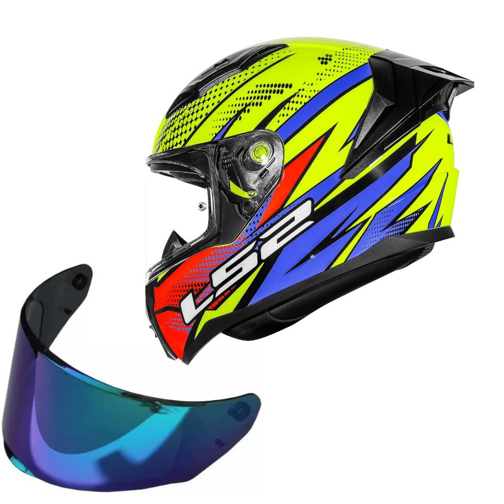 Capacete Moto Ls2 FF810 Vigo Flight Amarelo+Viseira Camaleao