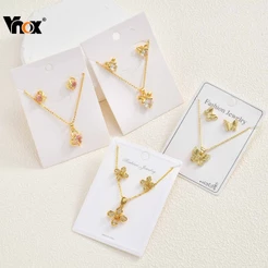 Vnox 2 Em 1 Zircão Forma De Coração Borboleta Cúbica Arco Brincos Colar Conjunto Para Mulheres Meninas Crianças , Da Sor
