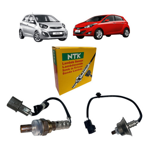 Kit Sonda Lambda Pré Pós Catalisador Ntk Hb20 Hb20s Picanto