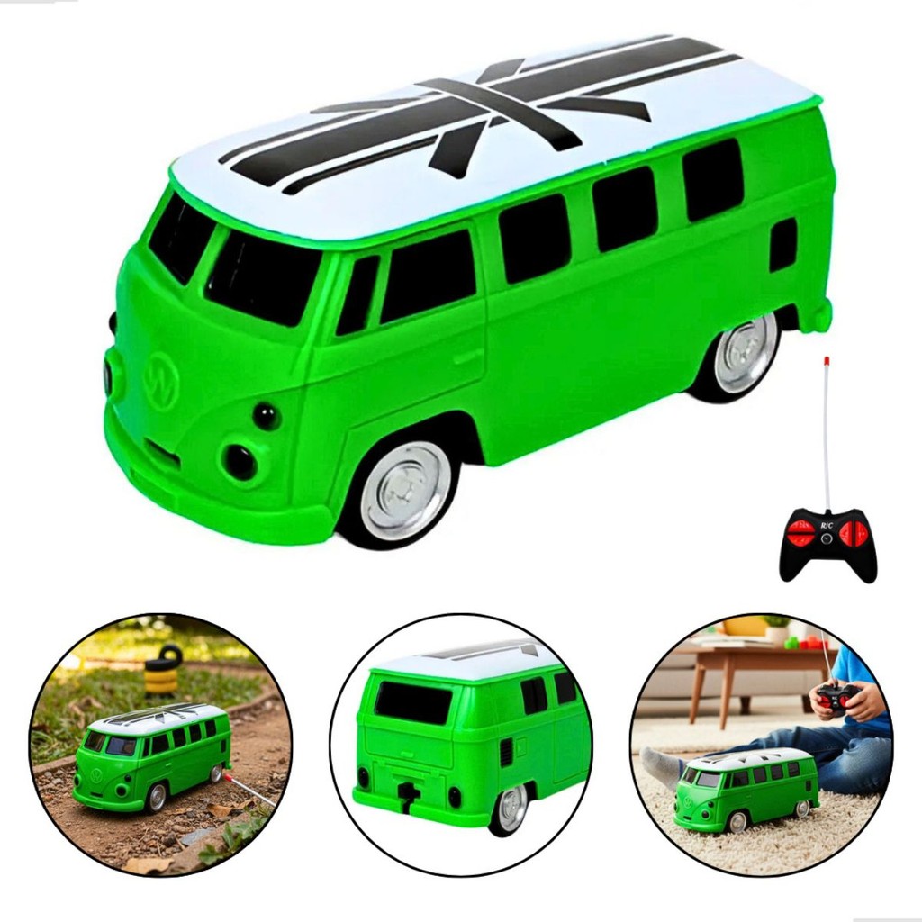Kombi Perua Carrinho Controle Remoto Sem Fio 7 Funções Com Luz Brinquedo Infantil Wellkids