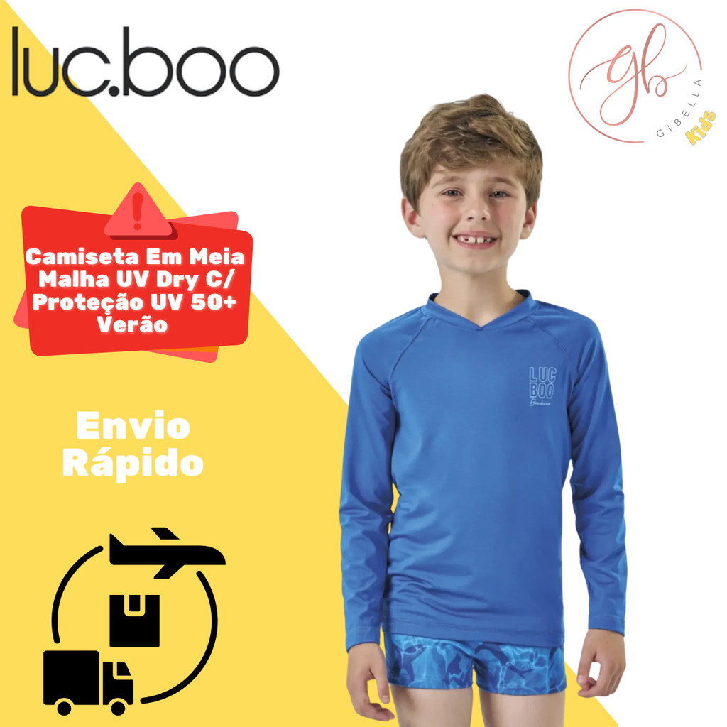 Camiseta Luc.Boo Malha UV Dry C/ Proteção UV 50+ Azul Verão