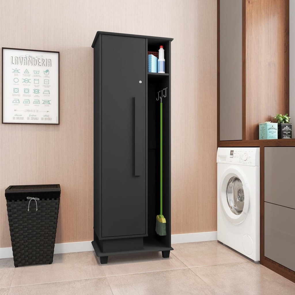 Armário Porta Vassoura Preto: Onde Comprar | BuscaProdutos