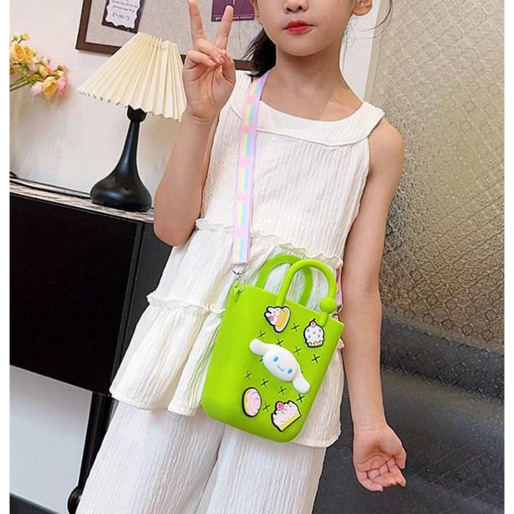 Bolsa Infantil Transversal Colorida em Silicone Pingentes 3D Divertidos, Leve, Fofa para Presente