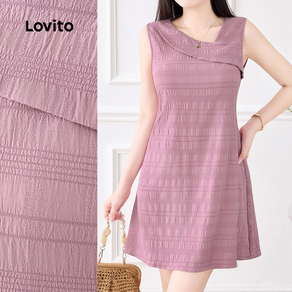Lovito Vestido Elegante Assimétrico Simples de Primavera/verão Cinza e Rosa para Mulheres L155ED775 em Oferta na Shopee