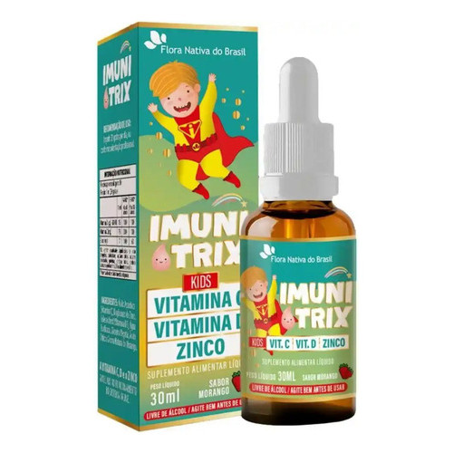 Imunitrix Vitamina C,d,zinco Gotas 30ml - Flora Nativa Morango