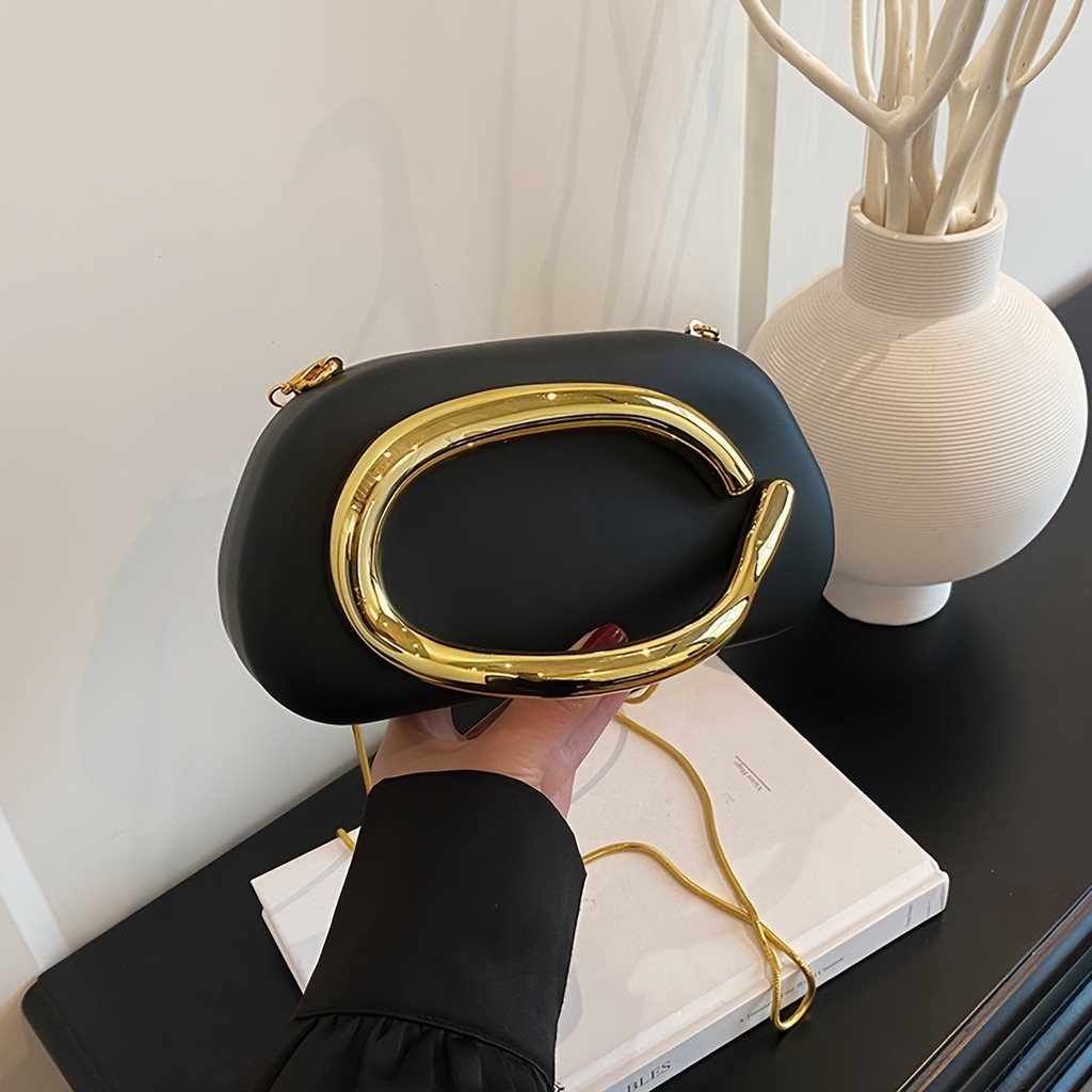 Bolsa Clutch Vintage Retrô Feminina Com Alça De Corrente Destacável,Fecho Magnético – Ideal Para Festas