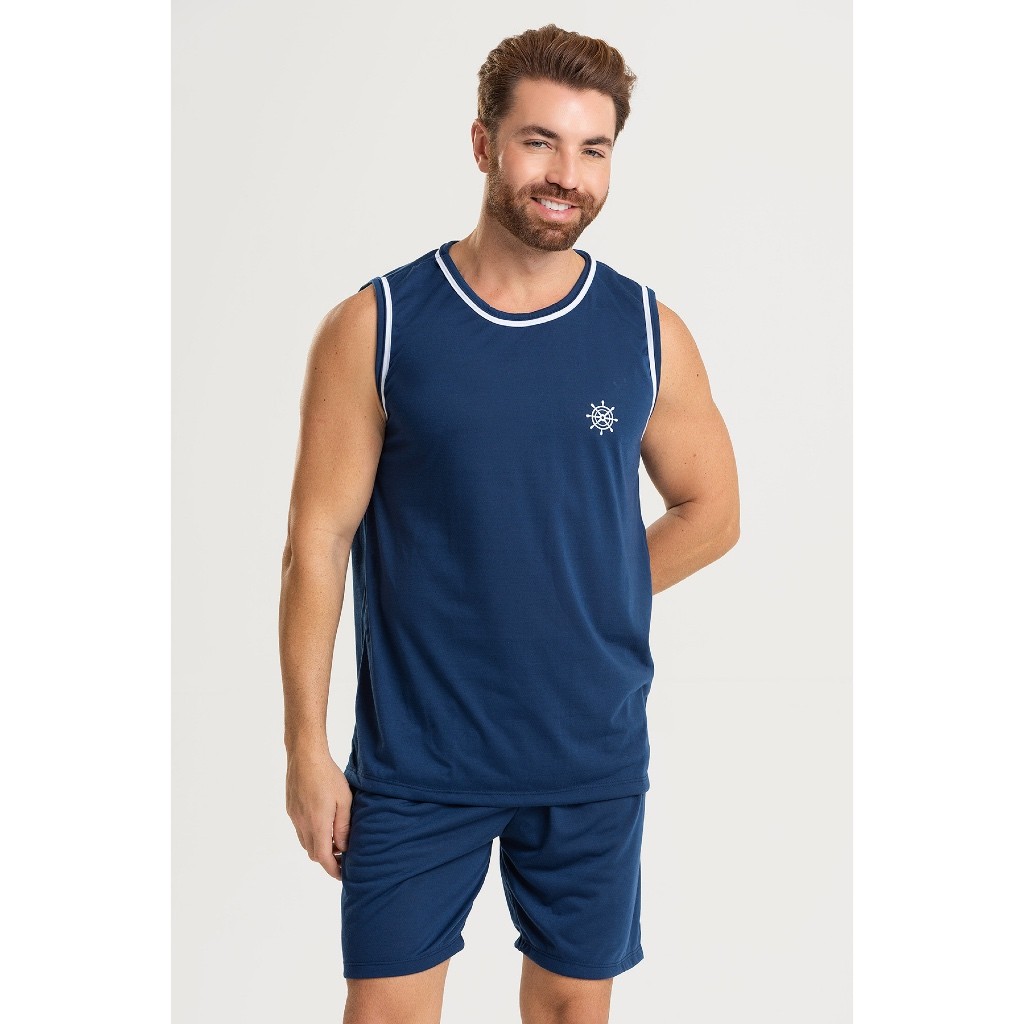 Promoção Pijama Regata Sem Manga Masculino Adulto Malha Premium Direto da Fábrica