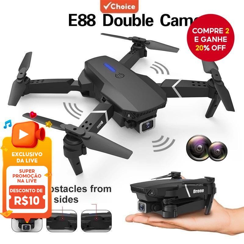 E88 Pro Drone HD Câmera Dupla Posicionamento WiFi FPV Altura Manter Profissional Quadricóptero RC