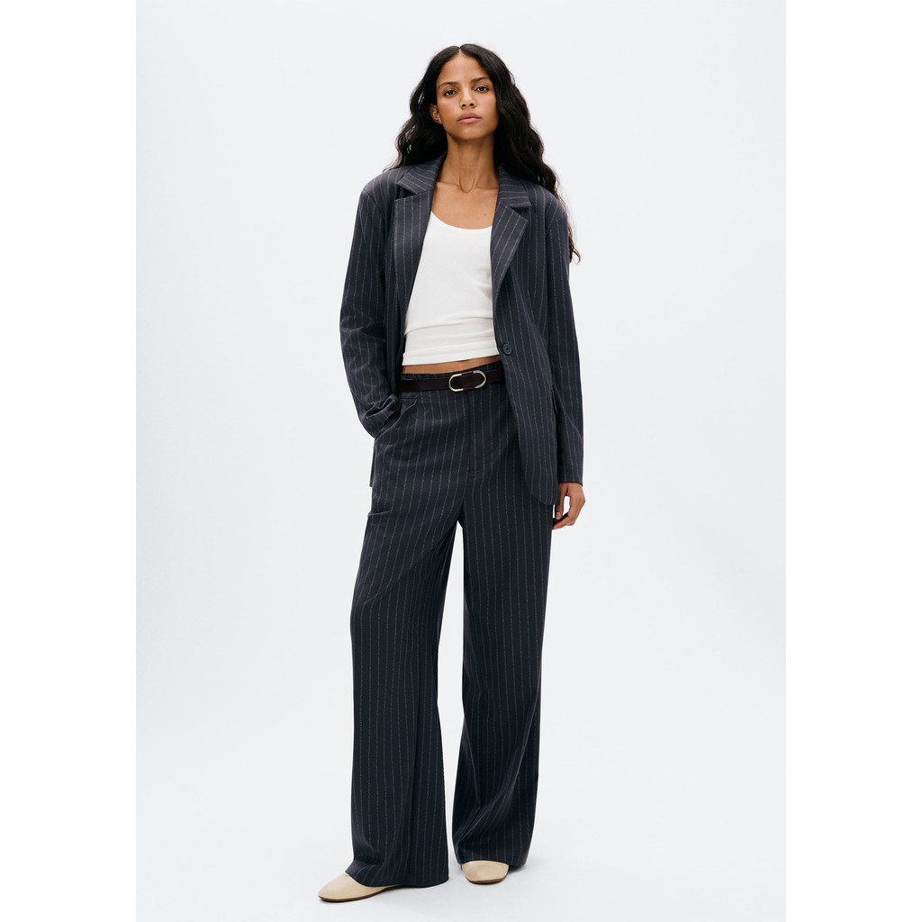 Calça Feminina Reta Em Alfaiataria Fio Tinto em Oferta na Shopee