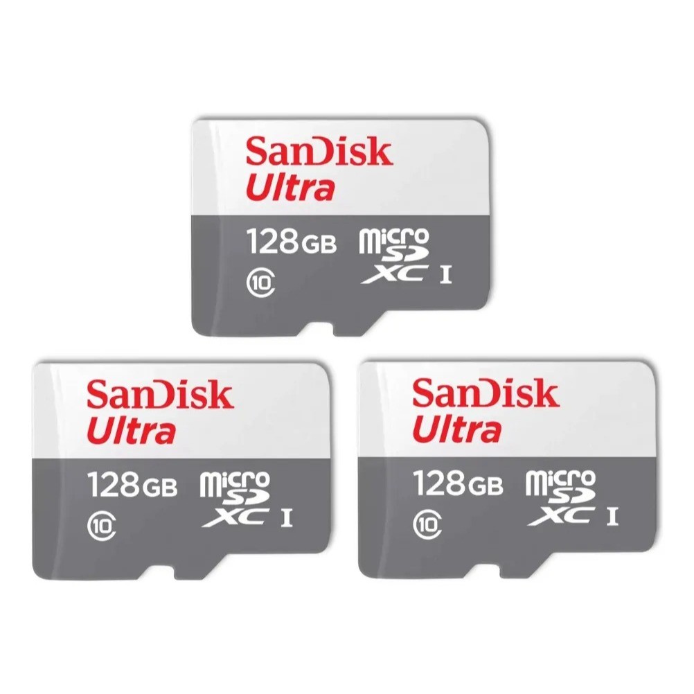 Kit 3 Cartão De Memória Micro Sd Sandisk 64gb e 128gb Classe 10 - Compatível com Câmeras e Celulares
