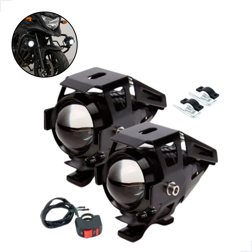 Par Farol Milha Universal Xenon Neblina Ultra Led U5 Moto Top E10 em Oferta na Shopee