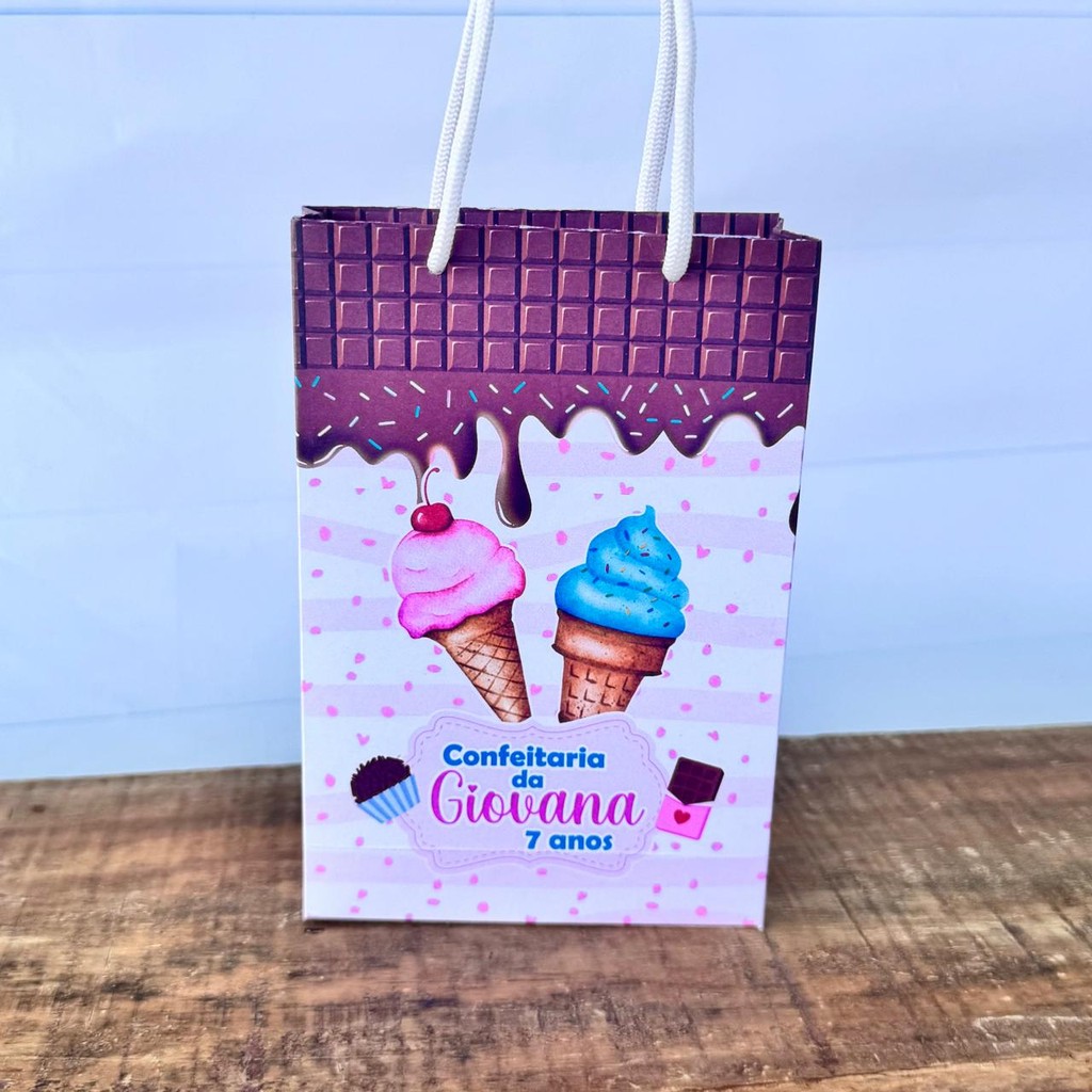 Sacolinha Personalizada Confeitaria | Pegue e Monte | Lembrancinhas | Festa infantil | Aniversário