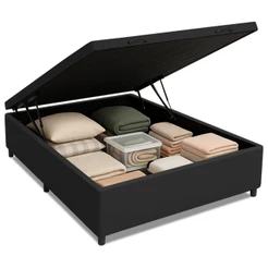 Cama Box com Baú Casal com 41cm de Altura Prince Preto