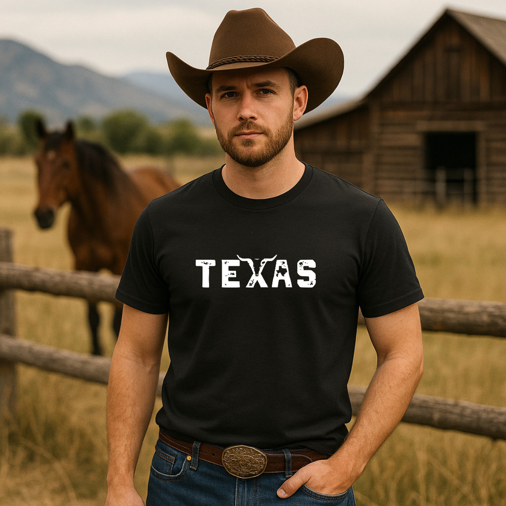 Camiseta Masculina Texas Txs Touro Americano Cowboy Rodeio
