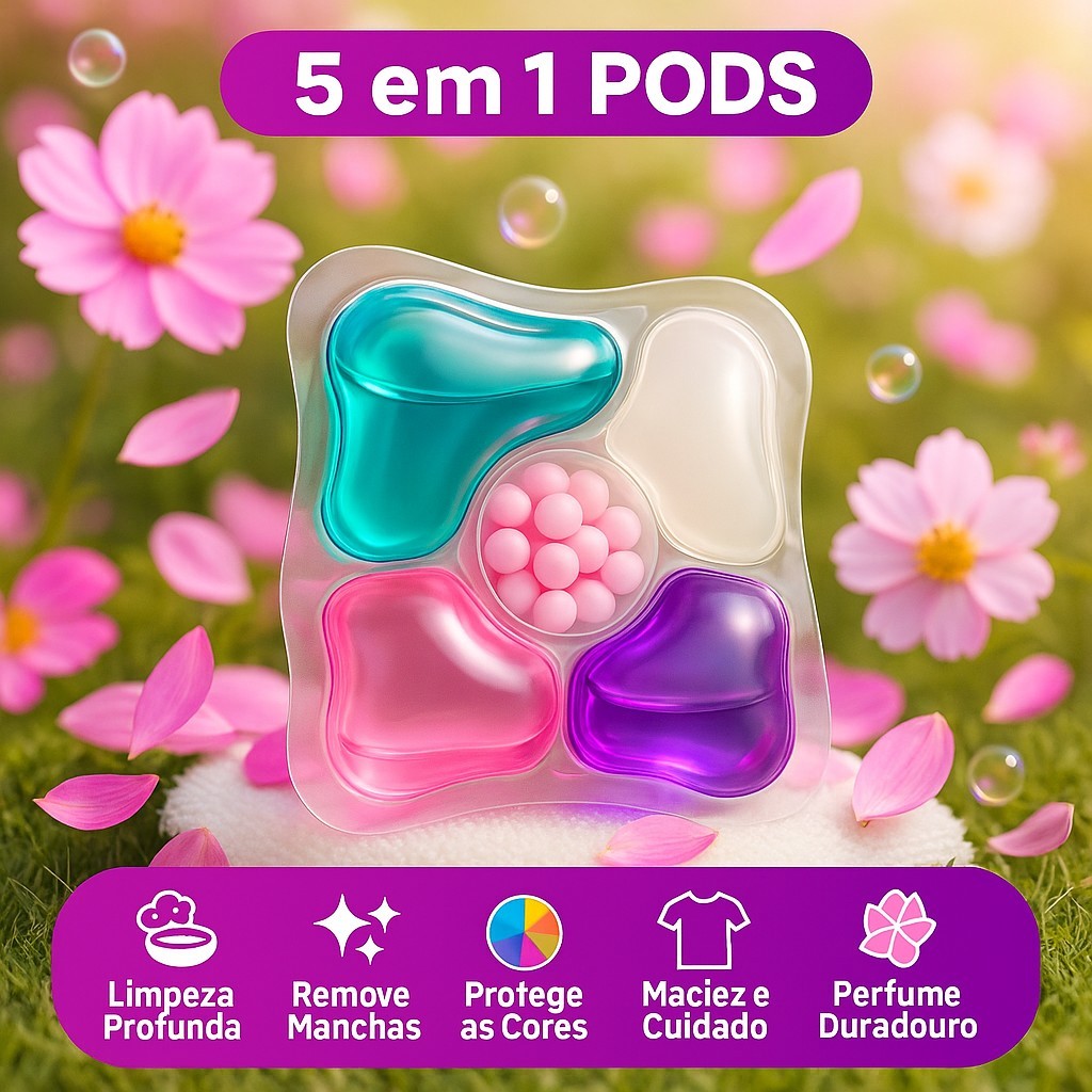 Detergente 5 em 1 Cápsulas de Lavagem 24un  Lava Roupas  Remove Manchas  Protege Cores  Dissolve em Água Fria em Oferta na Shopee