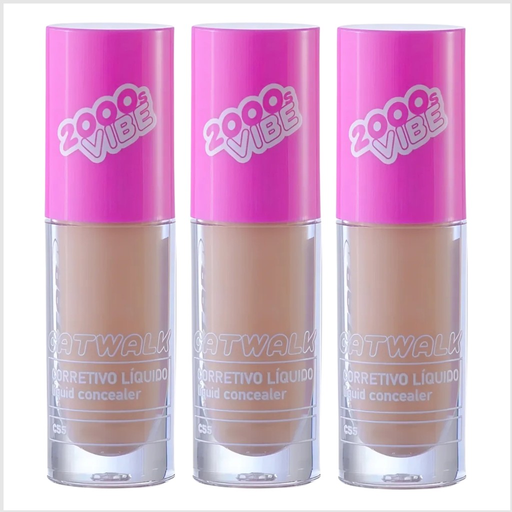 Kit 3 Corretivo Líquido Catwalk C55 Popstar HBM603-6 Ruby Rose Acabamento Uniforme Realçador Beleza