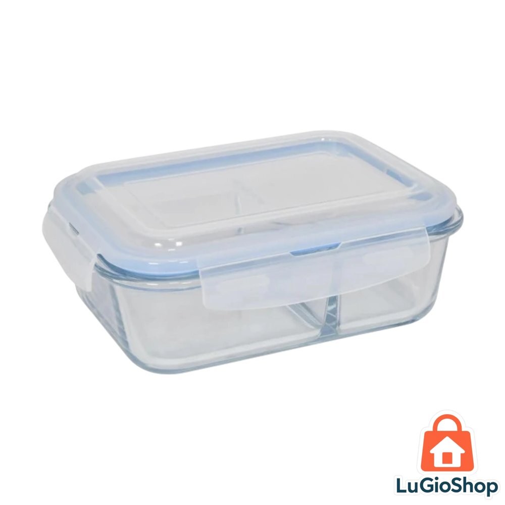 Pote Vidro Hermetico Retangular Divisoria Transparente 1520ml Organizador Conservacao Alimentos