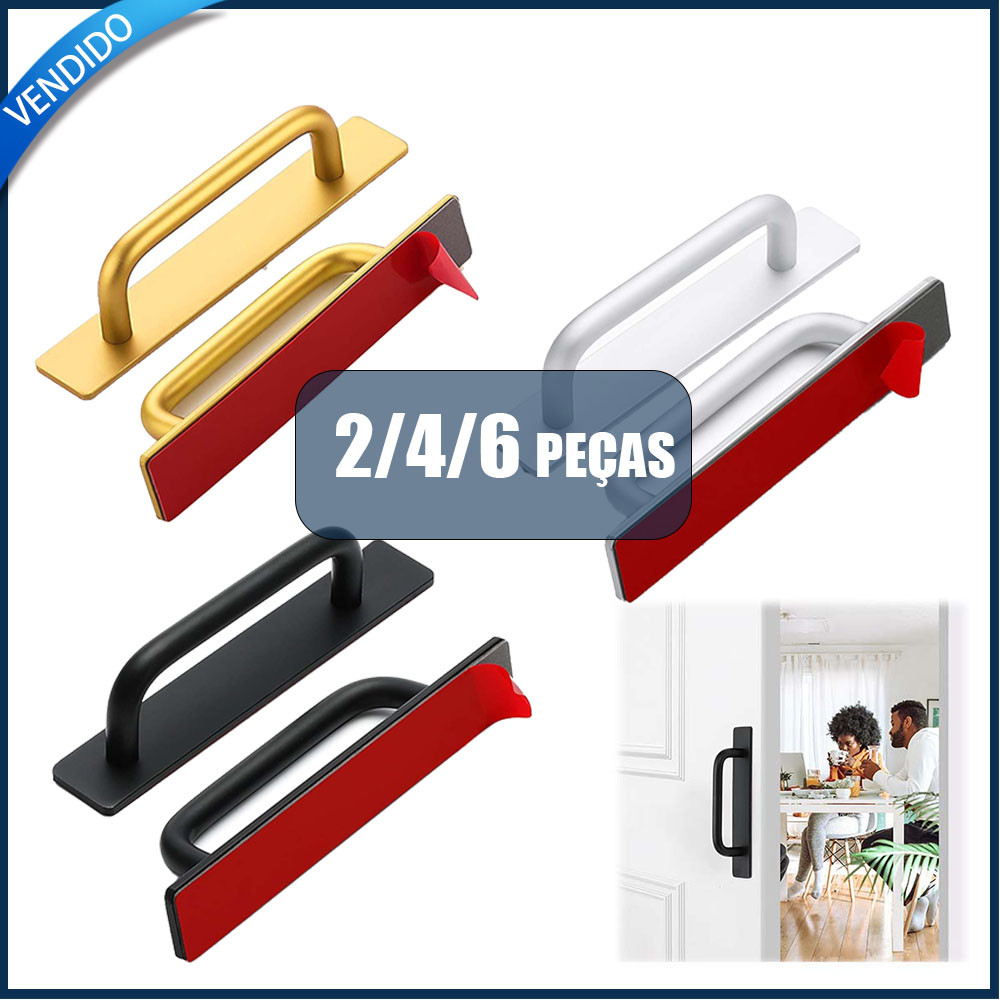 2/4/6x Auto-Adesiva De Alumínio Para Portas De Armários De Liga Banheiros Porta Deslizante Puxadores Sem
