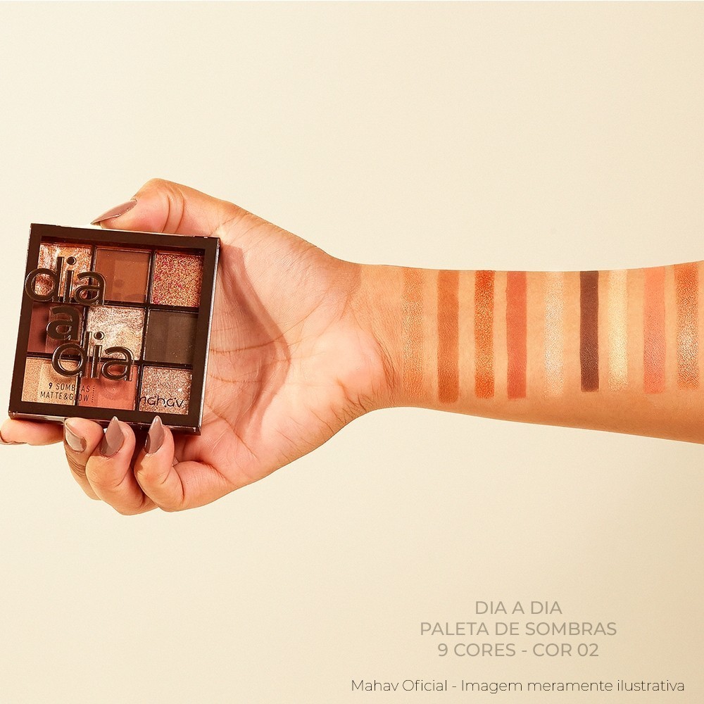 Paleta de Sombras 9 Cores Dia a Dia - Mahav