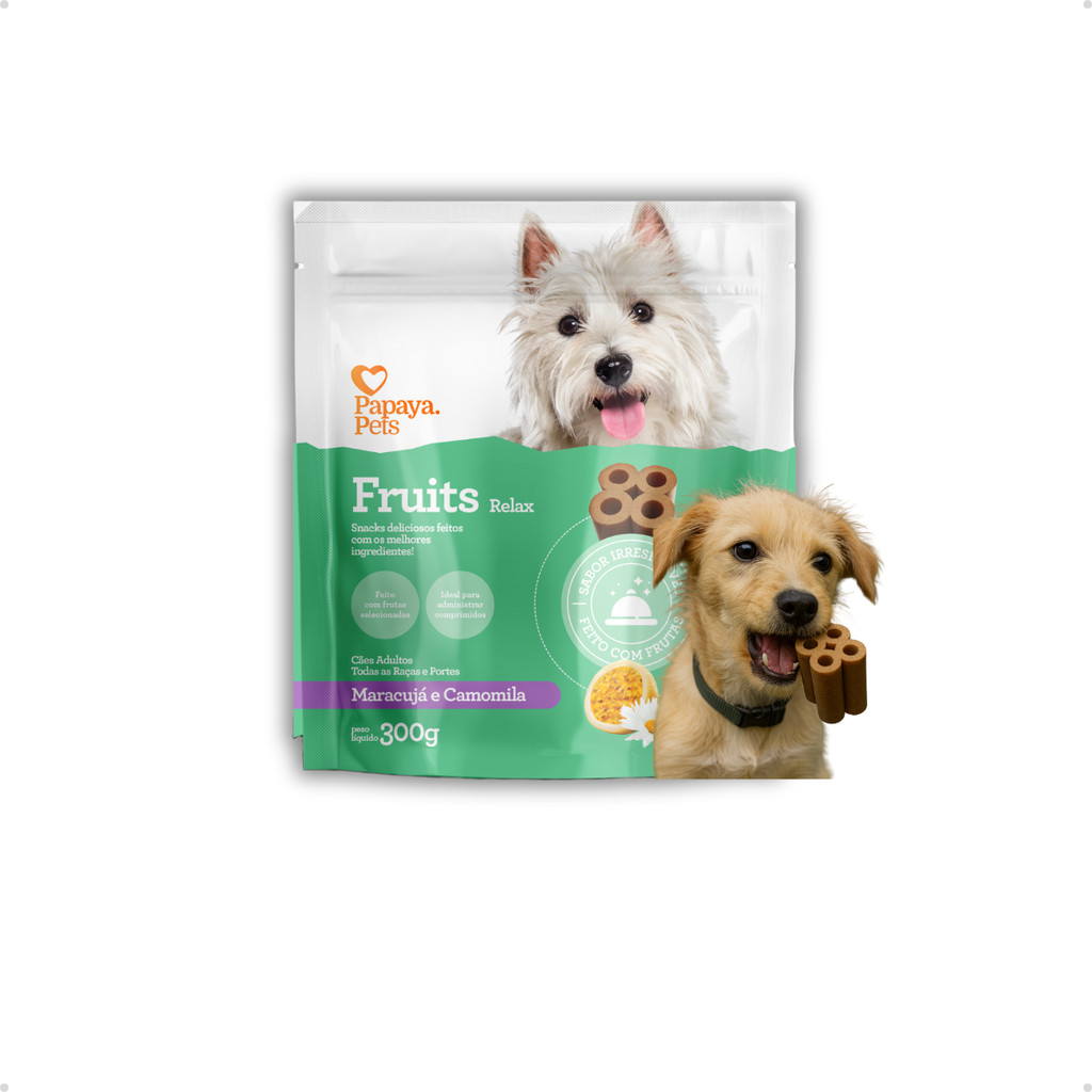 Petisco Natural Snack Cochorro Adulto de Todos os Portes Sabor Maracujá e Camomila Papaya Pets 300g