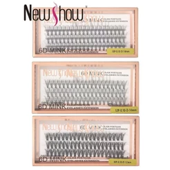 New Show KIT 3 Caixas Cílios Postiços 6D MINK 10P/20P/30P-Tufos sem Nó