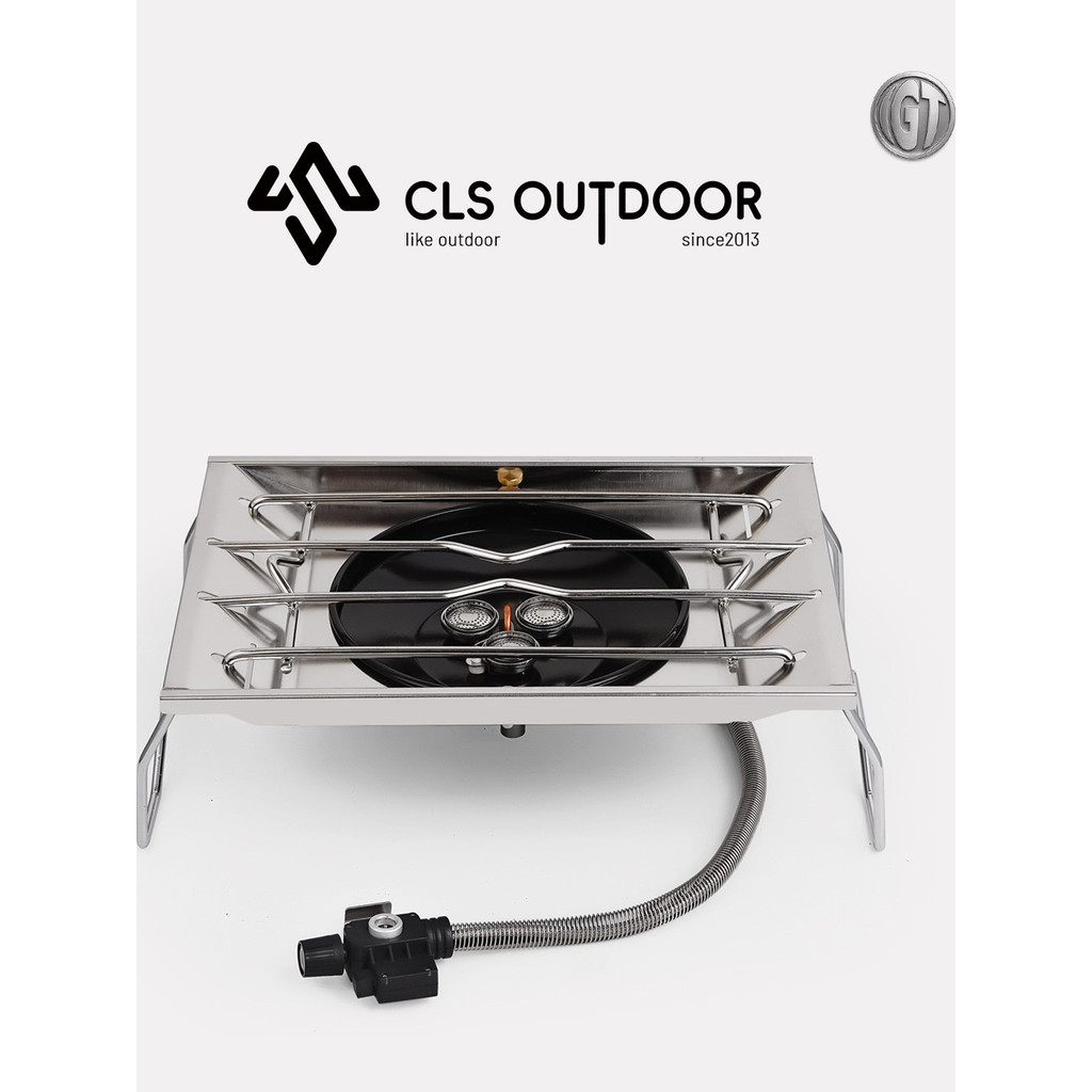 CLS Outdoor IGT Fogão de mesa para acampamento Panelas pequenas Fogão a gás Piquenique Churrasco Fogão portátil de três