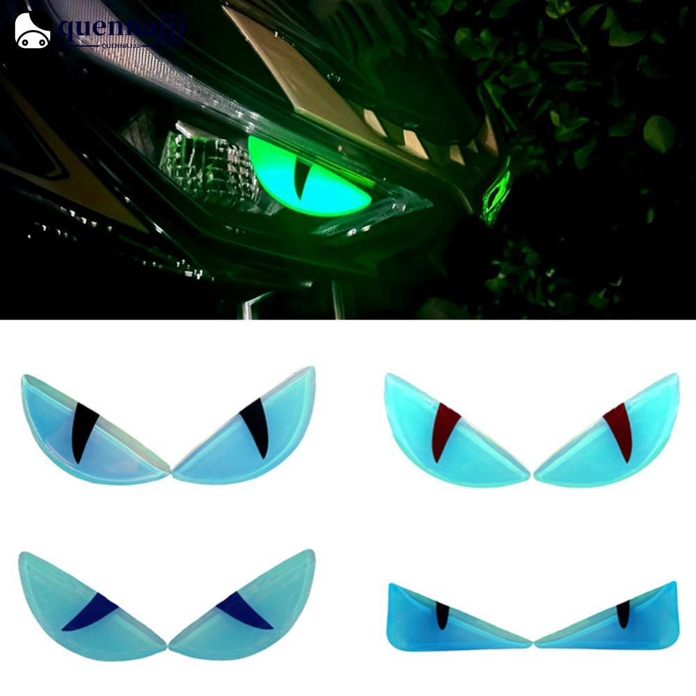 QUENNA 1 Par Motocicleta Diabo Olho Adesivos Farol Luminoso Dazzle Cor 3D Decalques Moto Corpo À Prova Dwaterproof Água