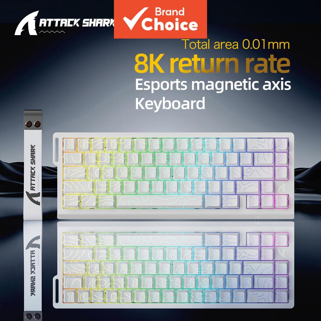 Attack Shark X68HE Teclado Magnético com Teclas PBT de Duas Cores, Placa Metálica e Taxa de Digitalização de 128K