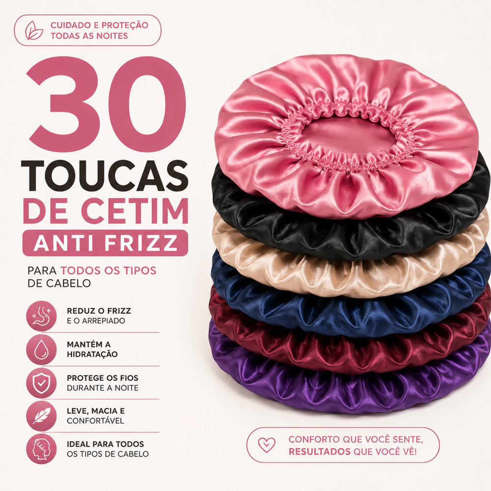Kit 30 Toucas de Cetim Anti Frizz - REVENDA OU LEMBRANCINHA