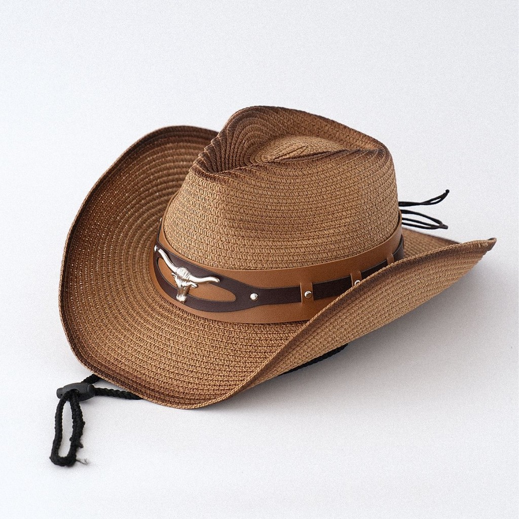 Chapéu de Cowboy feminino de verão europeu americano ocidental chapéu de palha masculino lazer ao ar livre chapéu de sol