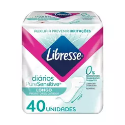 Absorvente Libresse Protetor Diário Pure Sensitive Longo sem Abas - Embalagem com 40 Unidades