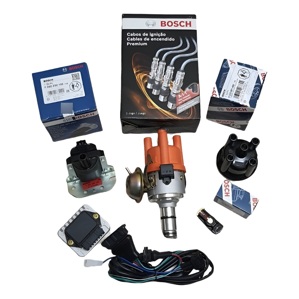 Kit Ignição VW Fusca Hall Tampa E Rotor Bosch + Cabos De Vela Novo