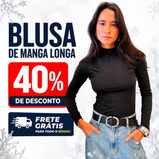 Blusa Feminina Estilosa Manga Longa Elegante Gola Alta Camisa De Frio Confortável Básico Liso Segunda Pele