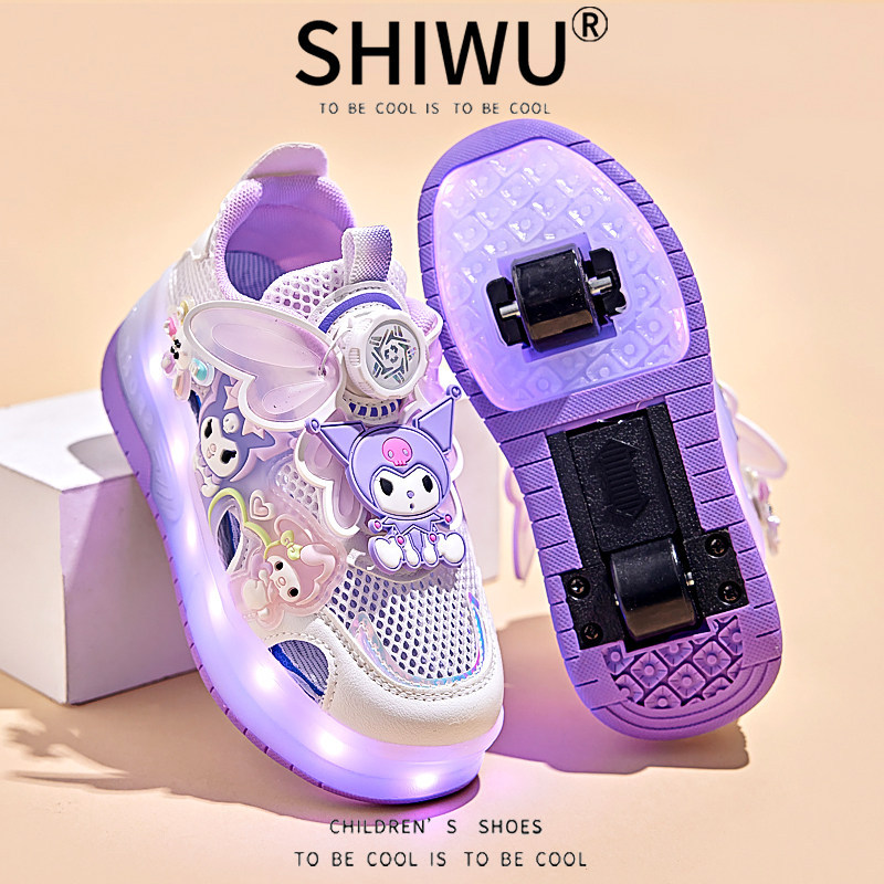 [Affordable choice] Girls' summer roller shoes2026New children's single-mesh breathable roller skates for girls with lig
