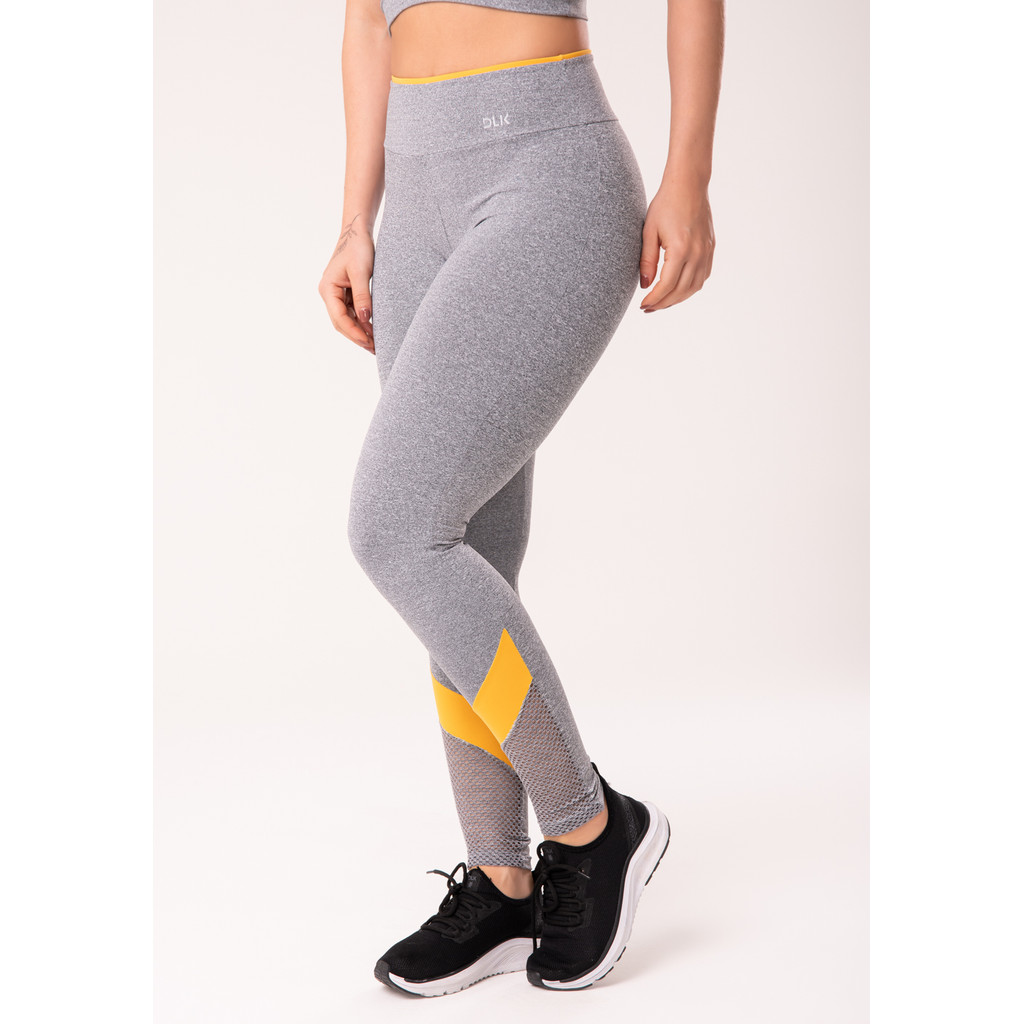 CALÇA LEGGING ENERGY MESCLA COM TELA E RECORTE DLK