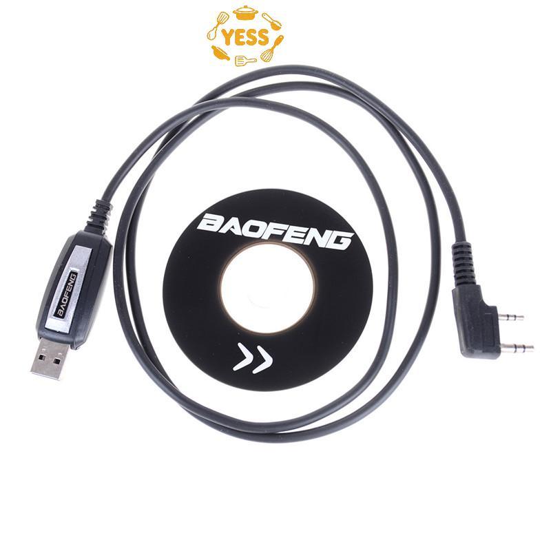 YESS 1 Conjunto De Cabo De Programação USB 2 Pinos Com CD De Software Para Rádios Baofeng UV-5R BF-888S Quente
