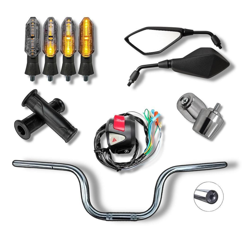 Retrovisor Z400 Guidão Cargo Peso Pcx Manopla Punho Partida 4 Pisca Led - Alta Qualidade - Compatível com Motos Honda