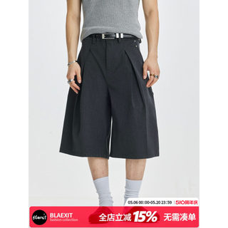 BLAEXIT High-End Feeling Old Money Style a-Line Plissado Calças Casuais Masculinas Verão Fino Perna Larga Solta Perna Mé