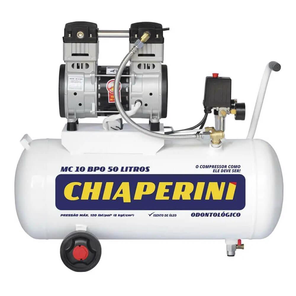 COMPRESSOR DE AR ODONTOLÓGICO - 10PCM -50L - BPO RCH - SEM ÓLEO - 220V  - CHIAPERINI