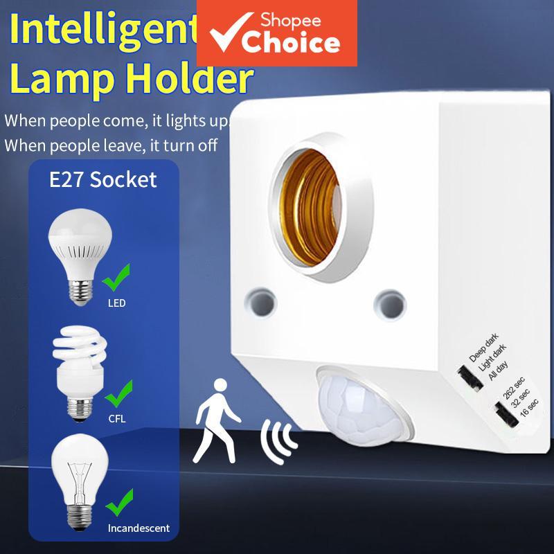 Base de soquete de lâmpada LED E27 Smart 85V-265V 100W com interruptor de controle de luz, sensor de movimento PIR por