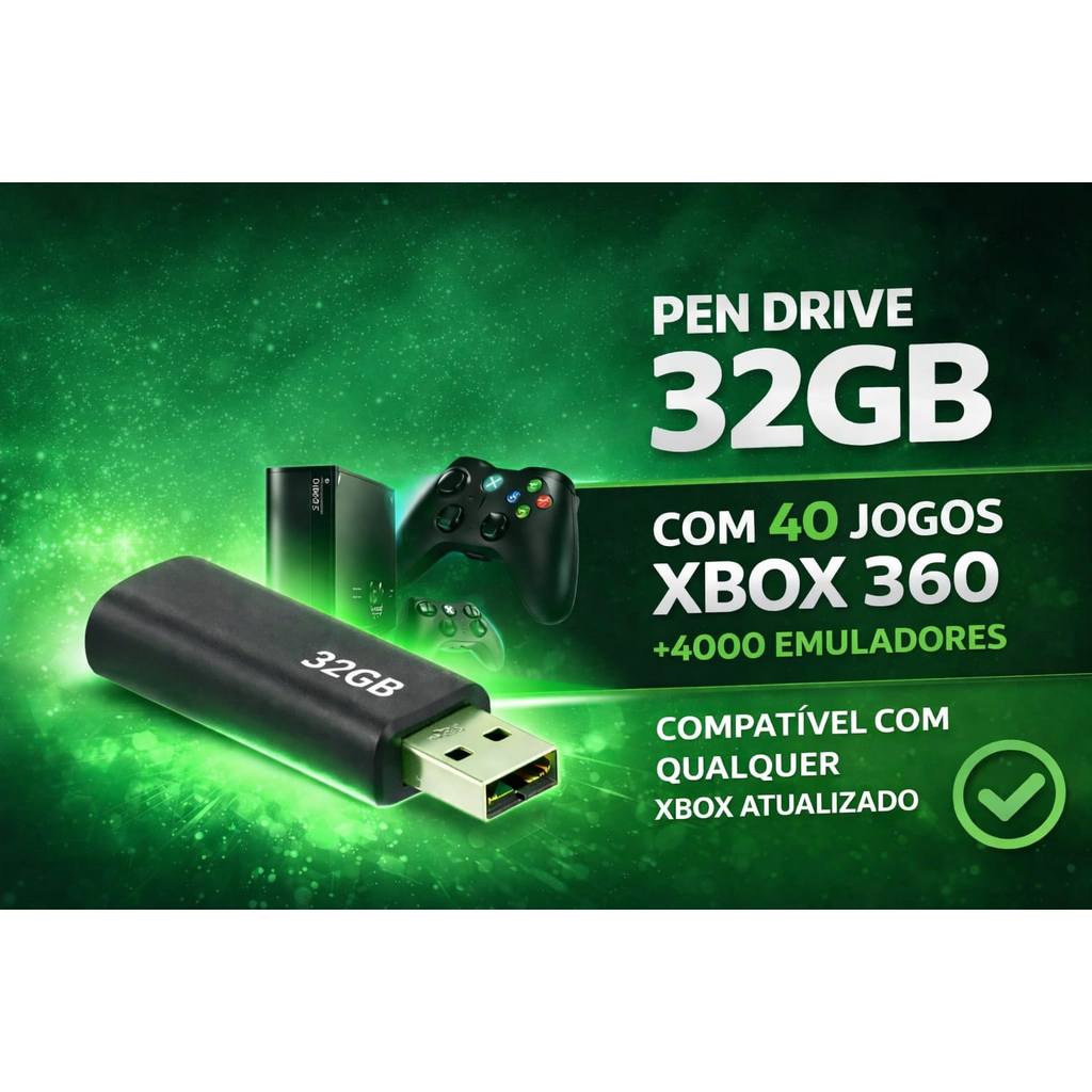 Pen Drive com 40 Jogos Xbox 360 e Mais 4000 Emuladores Aurora
