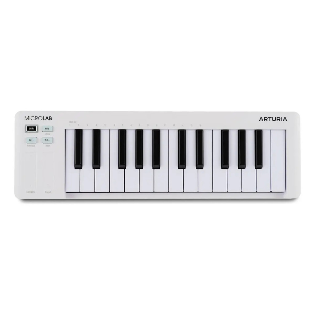 TECLADO CONTROLADOR MIDI ARTURIA 25 TECLAS MICROLAB 3 BRANCO