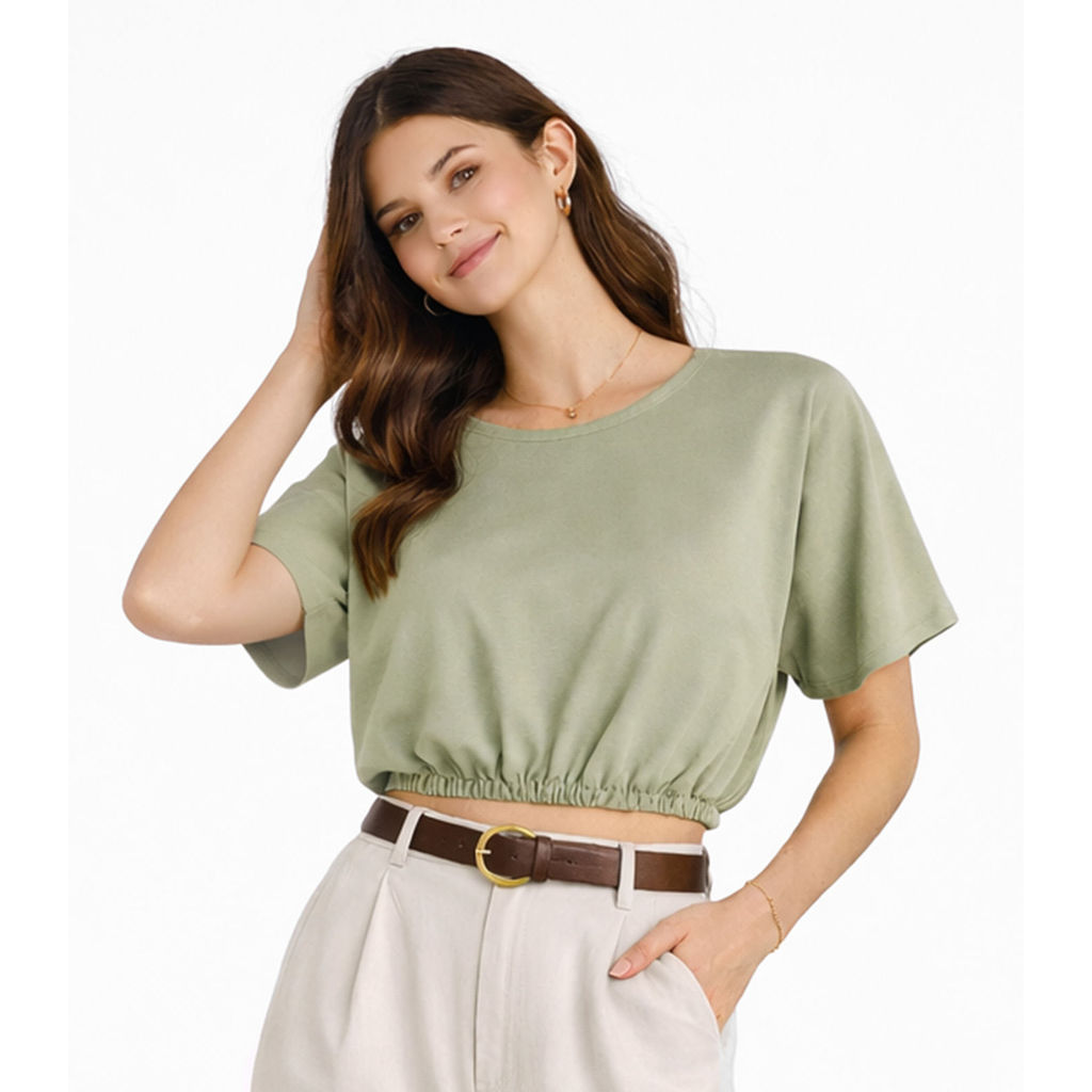 Blusa Feminina Elástico Na Cintura Infinita Cor Verde