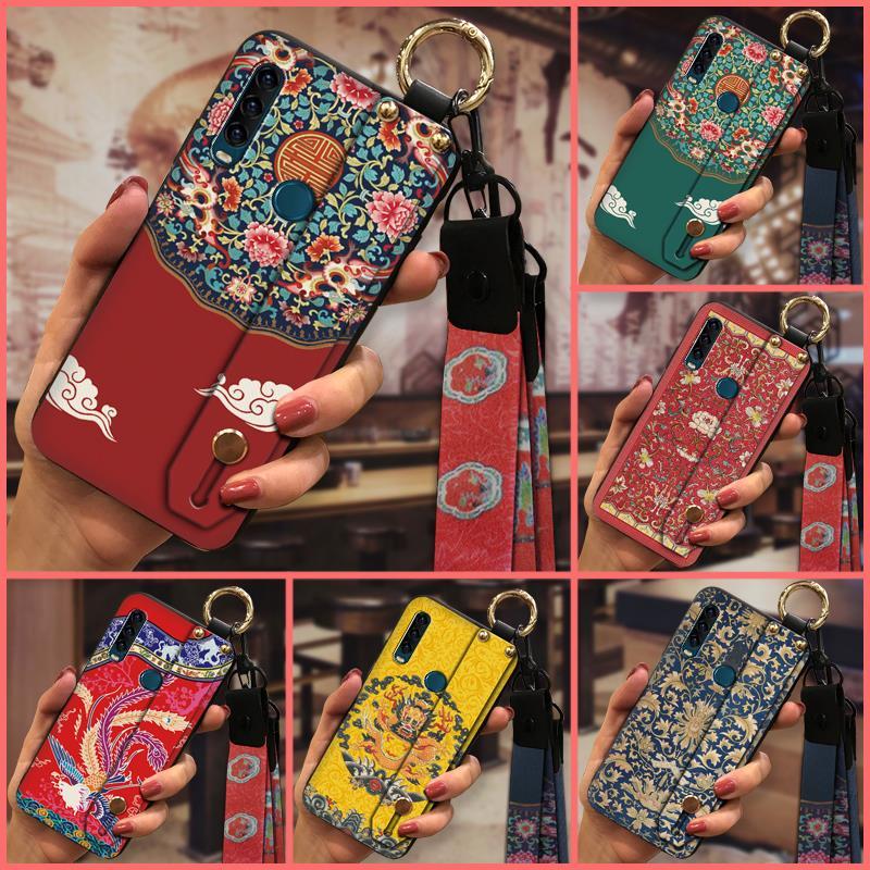 Capa De Telefone Com Anel De Pulseira Para Alcatel 1SE 2020/5030D Estilo Chinês Kickstand Durável À Prova D'água Proteto